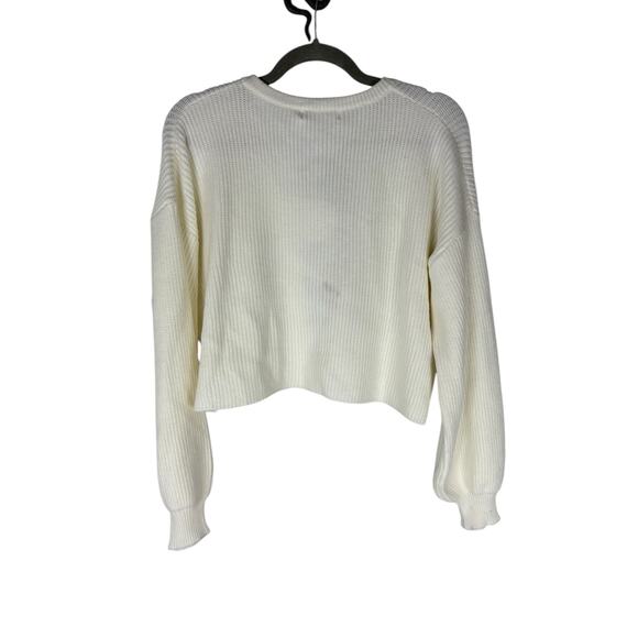 More To Come Darlene Bow Cardigan Ribbed Knit Coquette Cottagecore Ivory XS - Picture 8 of 11